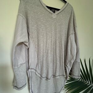 Gray V-Neck Blouse